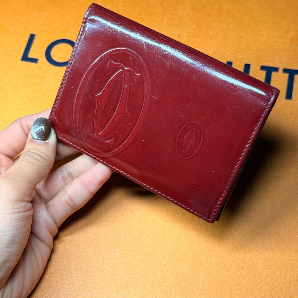 Vintage Cartier Happy Birthday Edition Red Leather Bi-Fold Wallet